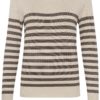 Kaffe KAlizza Striped Knit Pullover, beige/brun