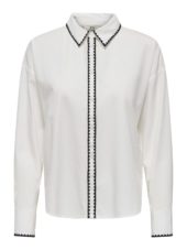 JDY Lorenzo l/s Embrodery Shirt, offwhite