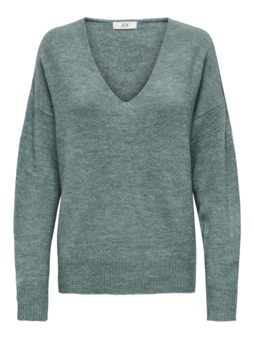 JDY Ellanora l/s V-neck pullower, mørk sjøgrønn