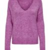 JDY Elanora l/s V-neck Pullover. rosa