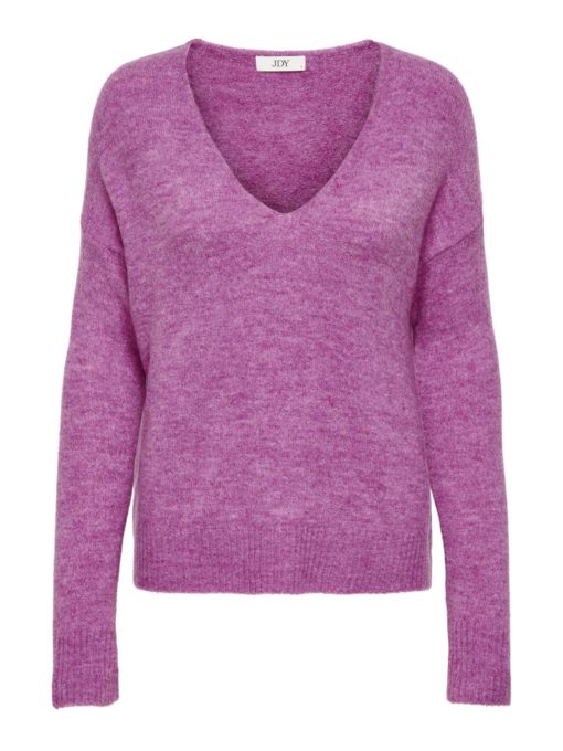 JDY Elanora l/s V-neck Pullover. rosa