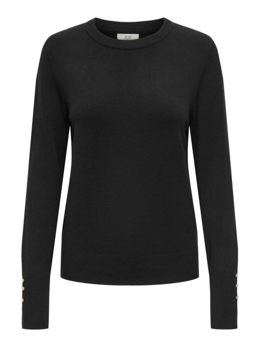 JDY Malou l/s Button Pullover, sort