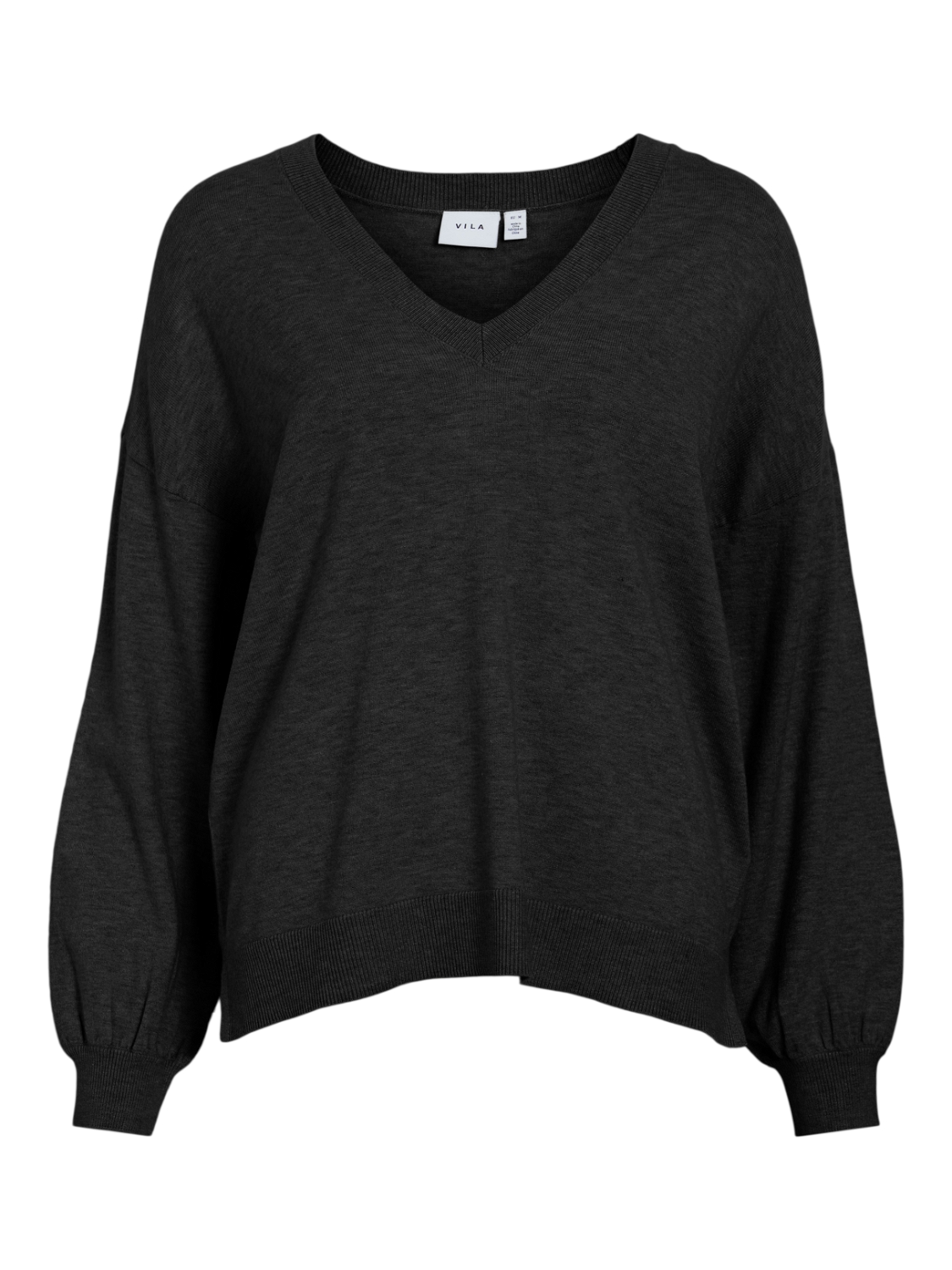 Vila Vicomfy l/s V-neck Oversize Pullover, sort