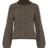 Vila Vilory High Neck L/S Knit Top, brun mønstret