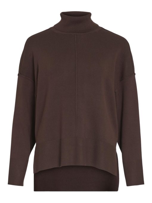 Vila Viostria Rollneck L/S Knit Top, brun