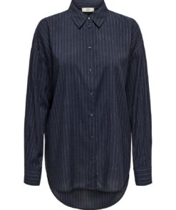 JDY Aspen L/S Loose Shirt, marineblå/hvit stripet