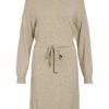 Vila Viril o-neck L/S belt knit dress, beige