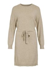 Vila Viril o-neck L/S belt knit dress, beige