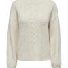 JDY Susanna L/S cable pullover knit, lys beige