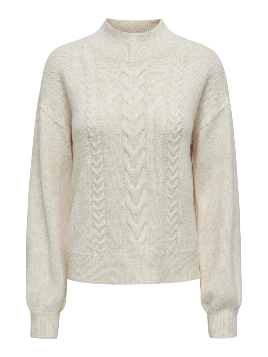 JDY Susanna L/S cable pullover knit, lys beige