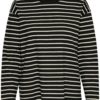 Kaffe KAwinny l/s T-shirt, stripet sort/hvit