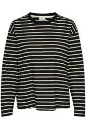 Kaffe KAwinny l/s T-shirt, stripet sort/hvit