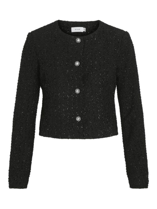 Vila Vikonnie l/s Short Jacket, sort m/glitter