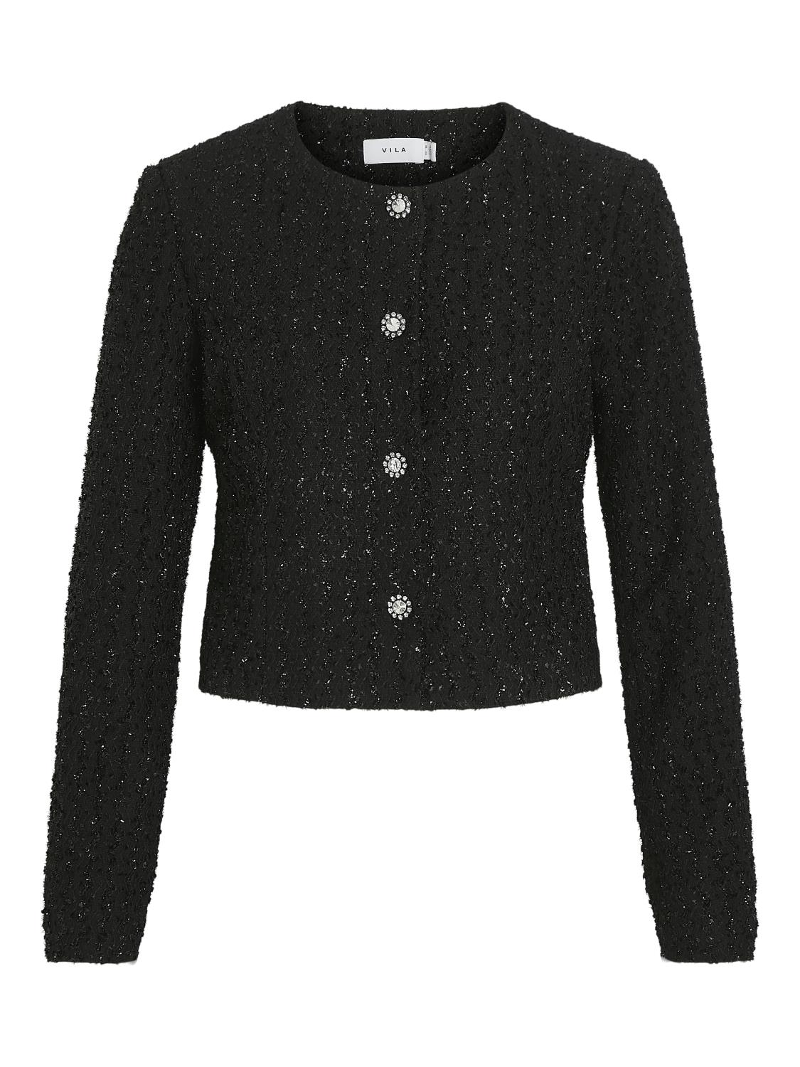 Vila Vikonnie l/s Short Jacket, sort m/glitter