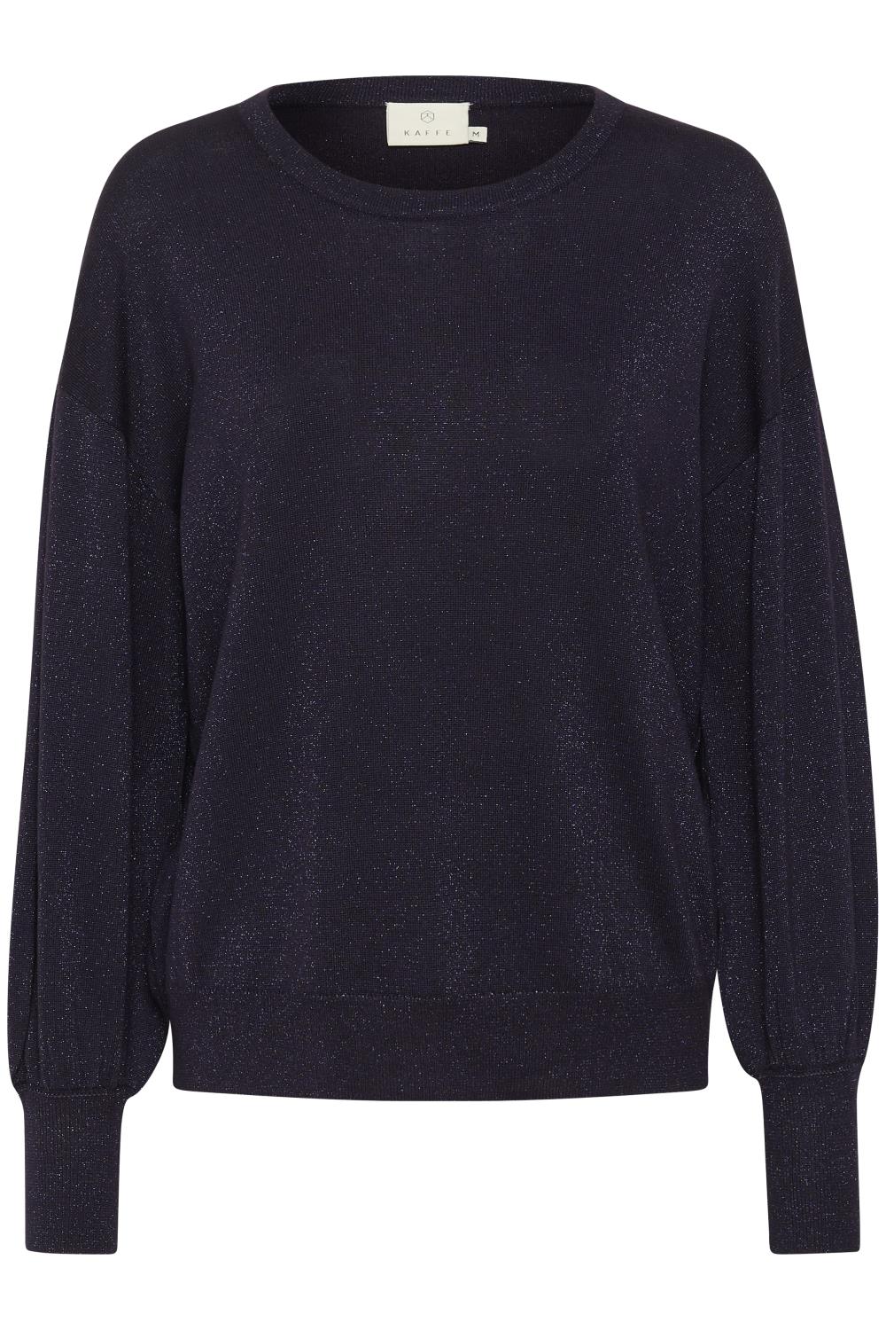 Kaffe KAregina o-neck knit, lilla med glitter