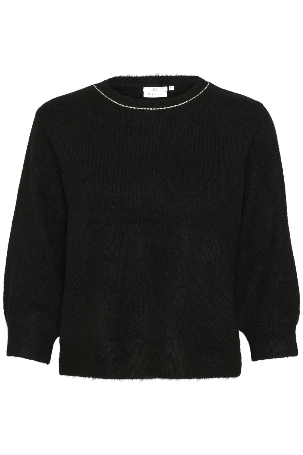 Kaffe KAmeridith Pullover, sort med stener