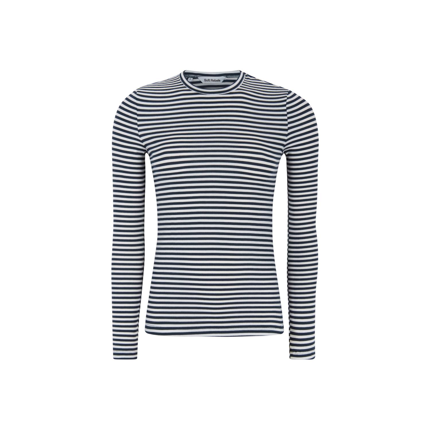 Soft Rebels Fenja stripe O-neck top, marineblå/offwhite