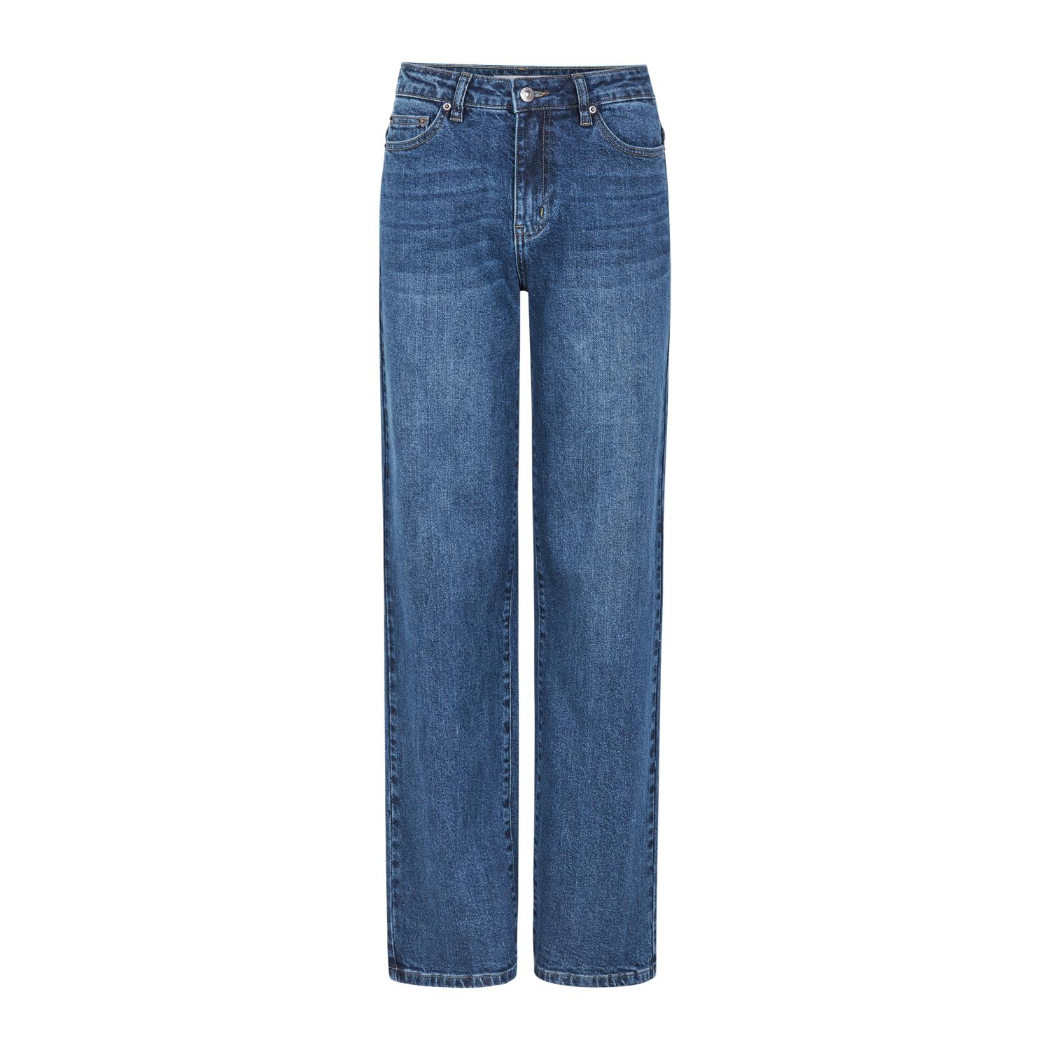 Soft Rebels Willa midwaist wide jeans, mørk denimblå