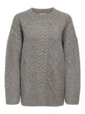 JDY Silja l/s Long Cable Pullover, grå