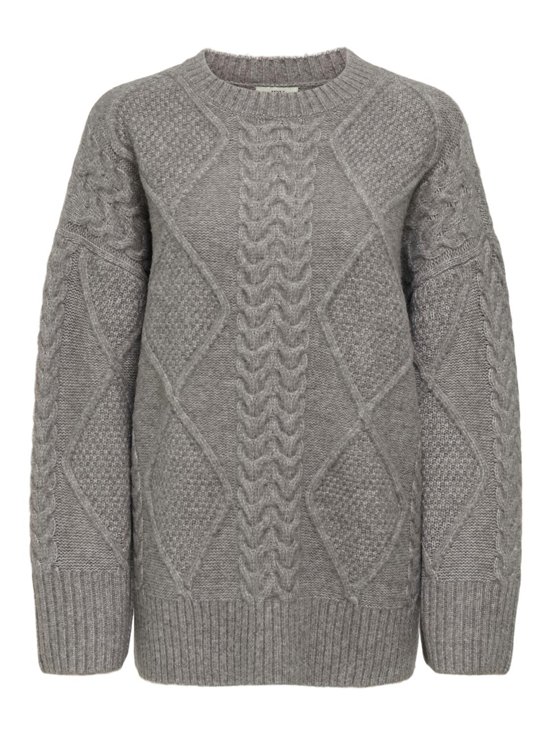 JDY Silja l/s Long Cable Pullover, grå