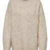 JDY Silja l/s Long Cable Pullover, beige