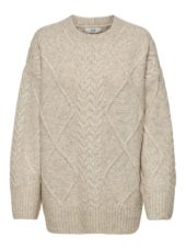 JDY Silja l/s Long Cable Pullover, beige