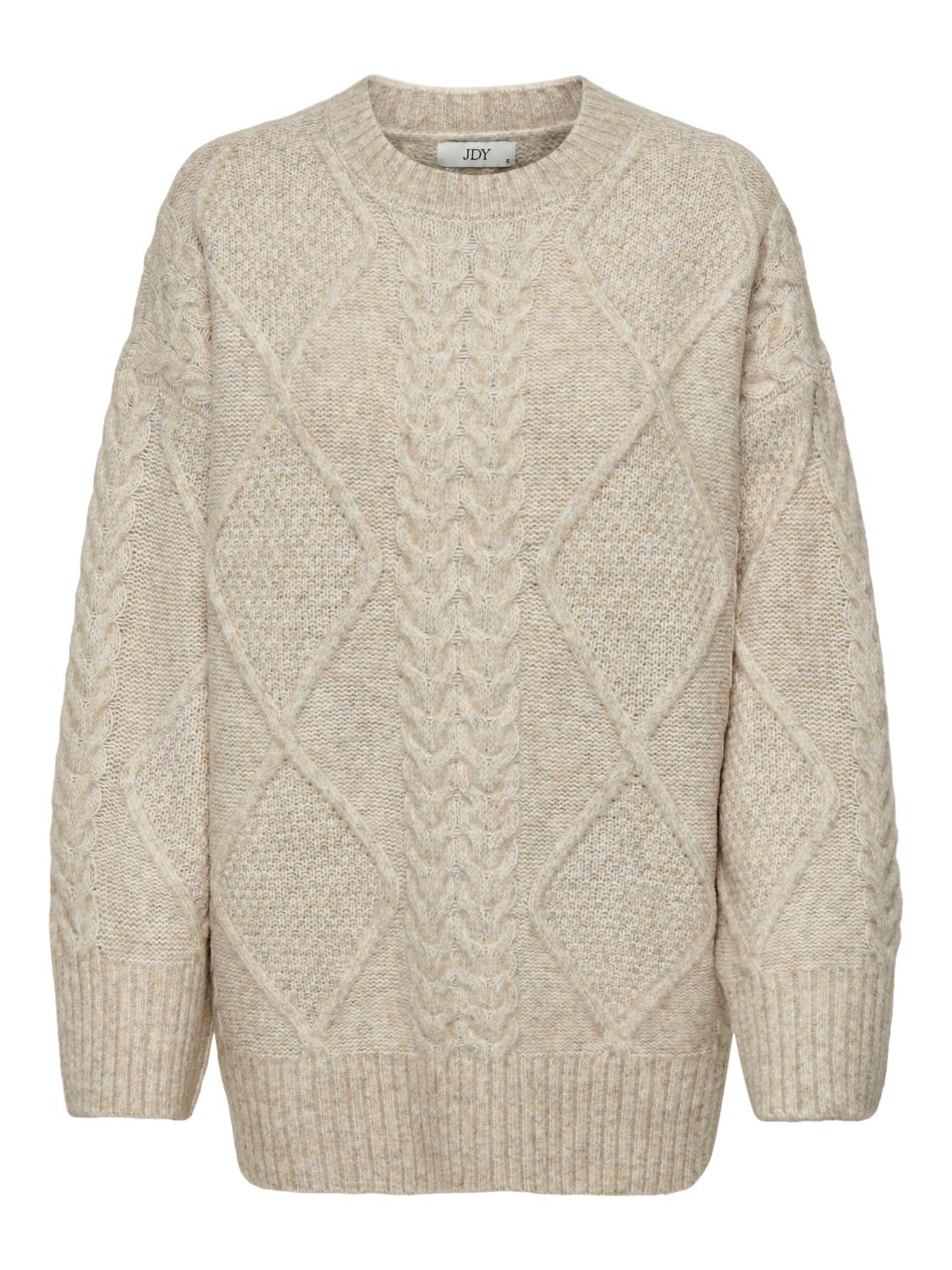 JDY Silja l/s Long Cable Pullover, beige