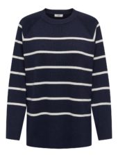 JDY Sara Life L/S stripe pullover knit, marineblå/hvit stripet