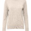 JDY Malou L/S on button pullover, lys beige