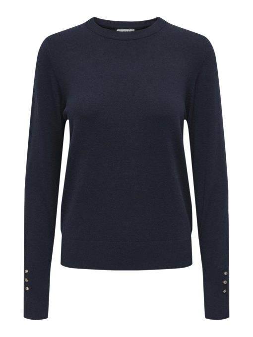 JDY Malou L/S on button pullover, marineblå