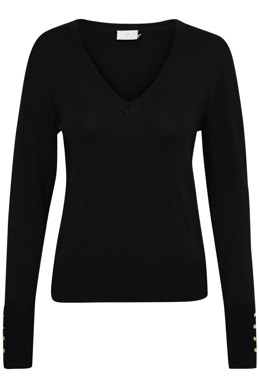 Kaffe KAlizza V-neck knit pullover, sort