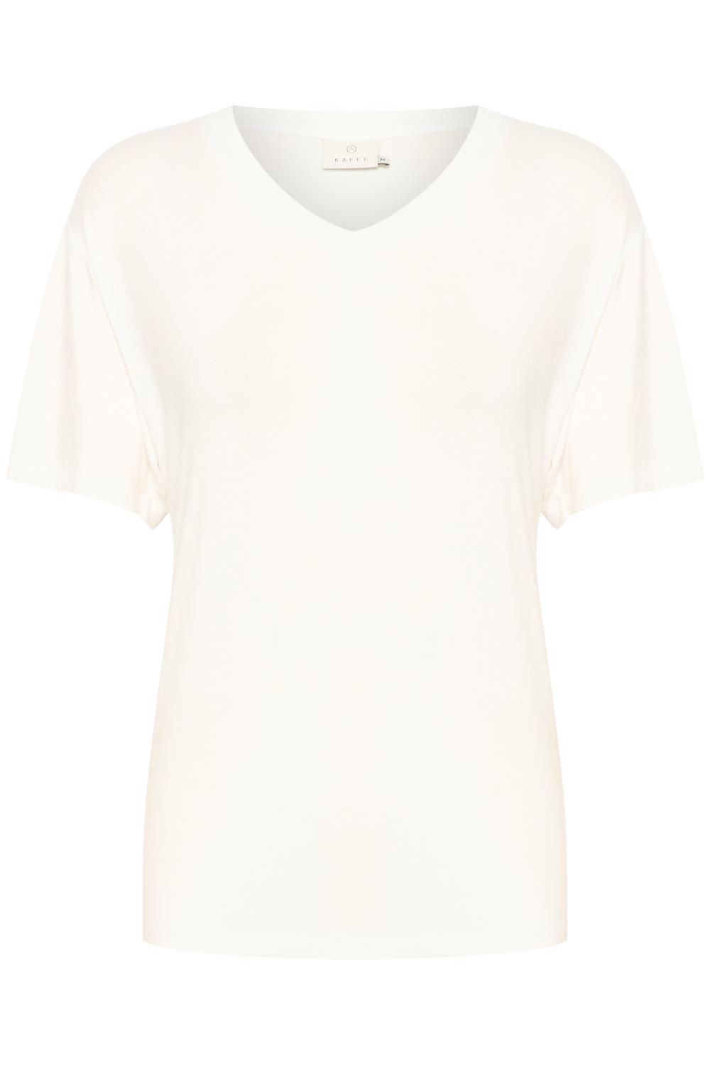 Kaffe KAfrida V-neck T-shirt, offwhite