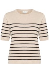 Kaffe KAlizza Striped Knit, beige/sort