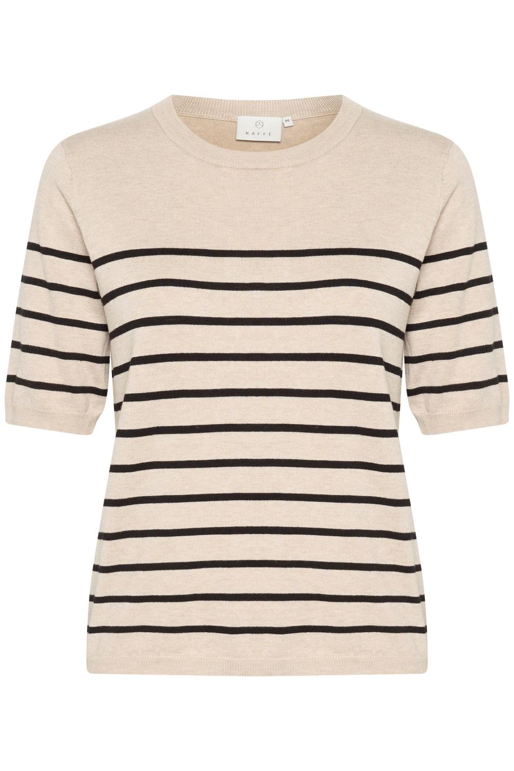 Kaffe KAlizza Striped Knit, beige/sort