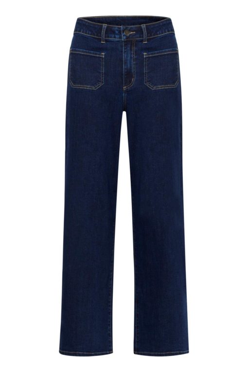 Kaffe KAkarla HW Wide Pants, mørk denimblå