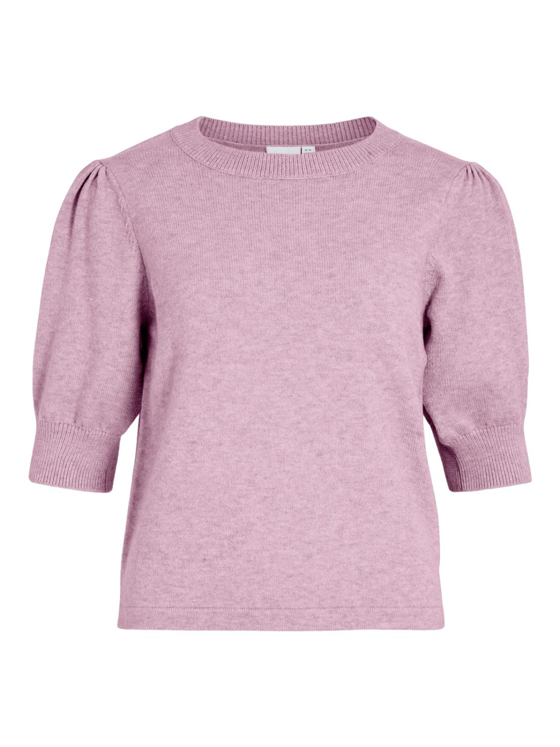 Vila Viril 2/4 sleeve O-neck knit top, rosa