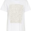 Kaffe KArita T-shirt, hvit/beige print