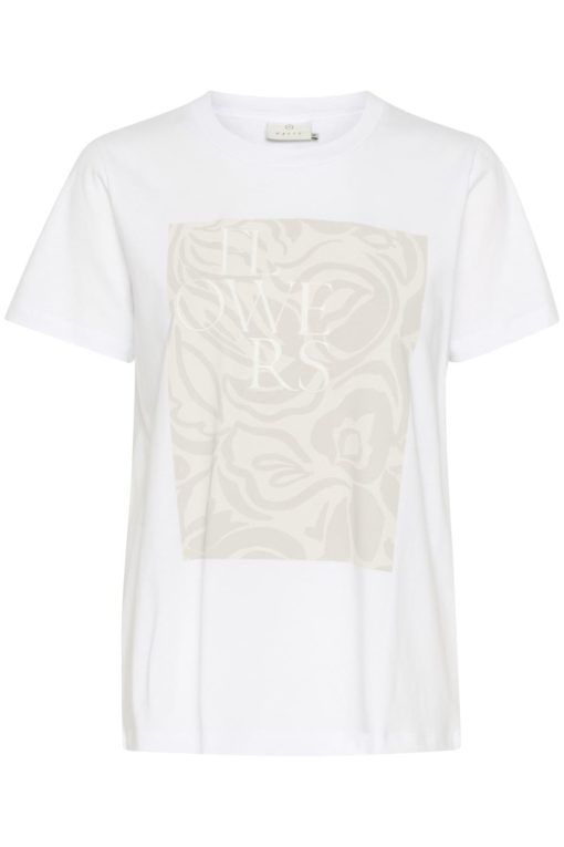 Kaffe KArita T-shirt, hvit/beige print