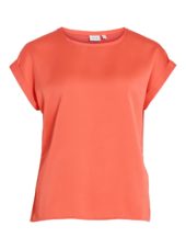 Vila Viellette S/S satin top, oransje