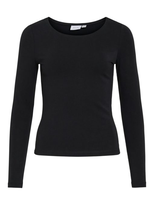 Vila Vinora L/S O-neck top, langermet basic, sort