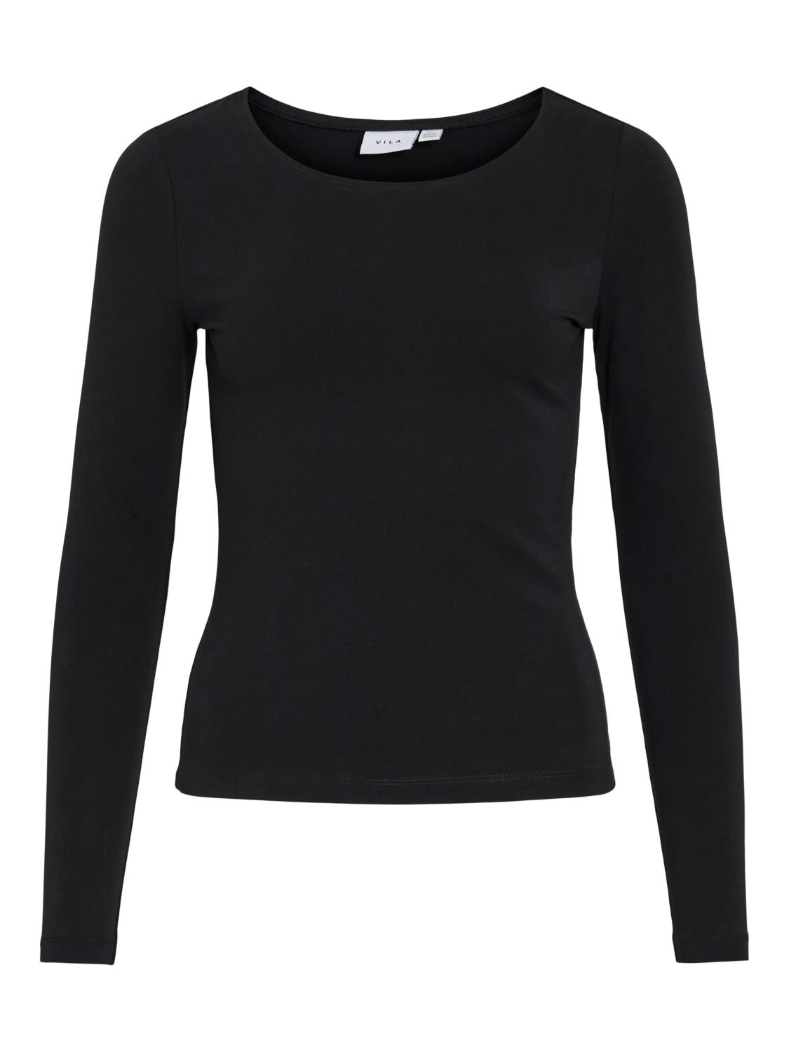 Vila Vinora L/S O-neck top, langermet basic, sort