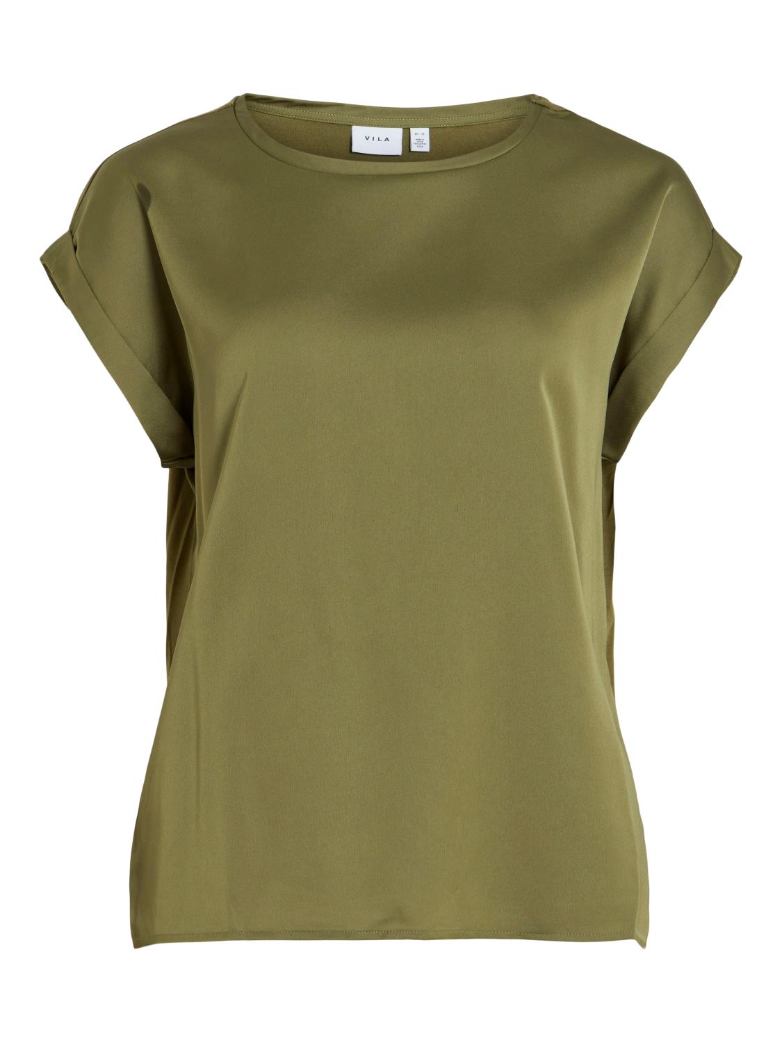 Vila Viellette S/S satin top, grønn