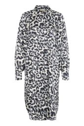 Kaffe KAroxy Shirt Dress, leopard sort/offwhite