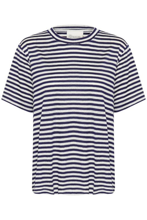 My Essential Wardrobe Lisa Striped Tee, marine/hvit