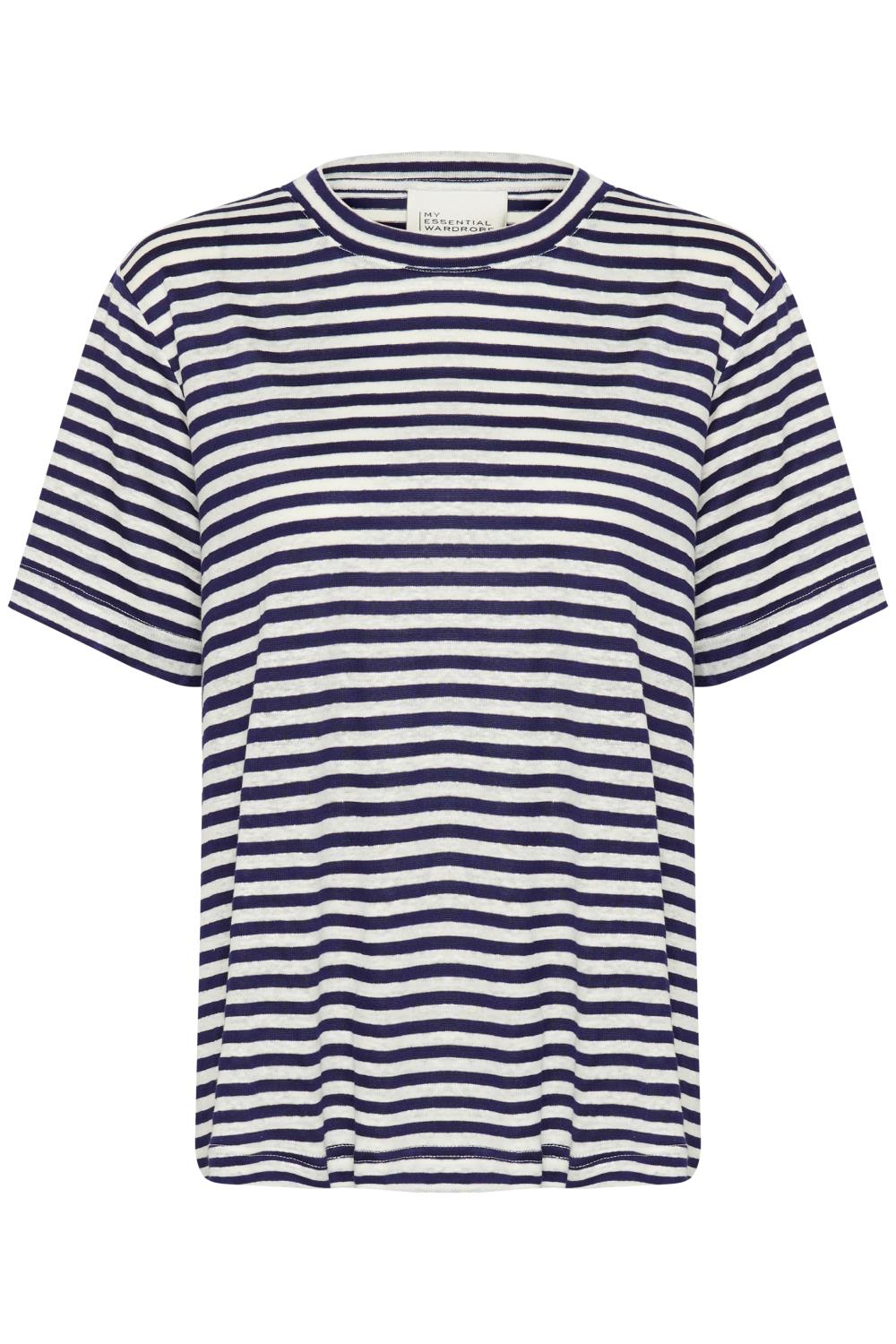 My Essential Wardrobe Lisa Striped Tee, marine/hvit