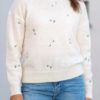 Raus Amalie Pullover EMB, lys beige/blomster