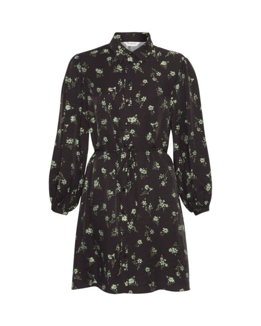 MSCH Jusine Karalynn Shirt Dress, sort/grønn blomstret