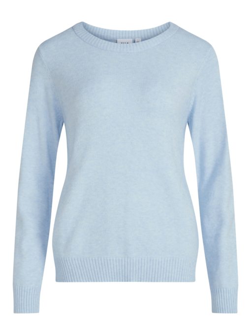 Vila Viril O-neck L/S knit top, lyseblå