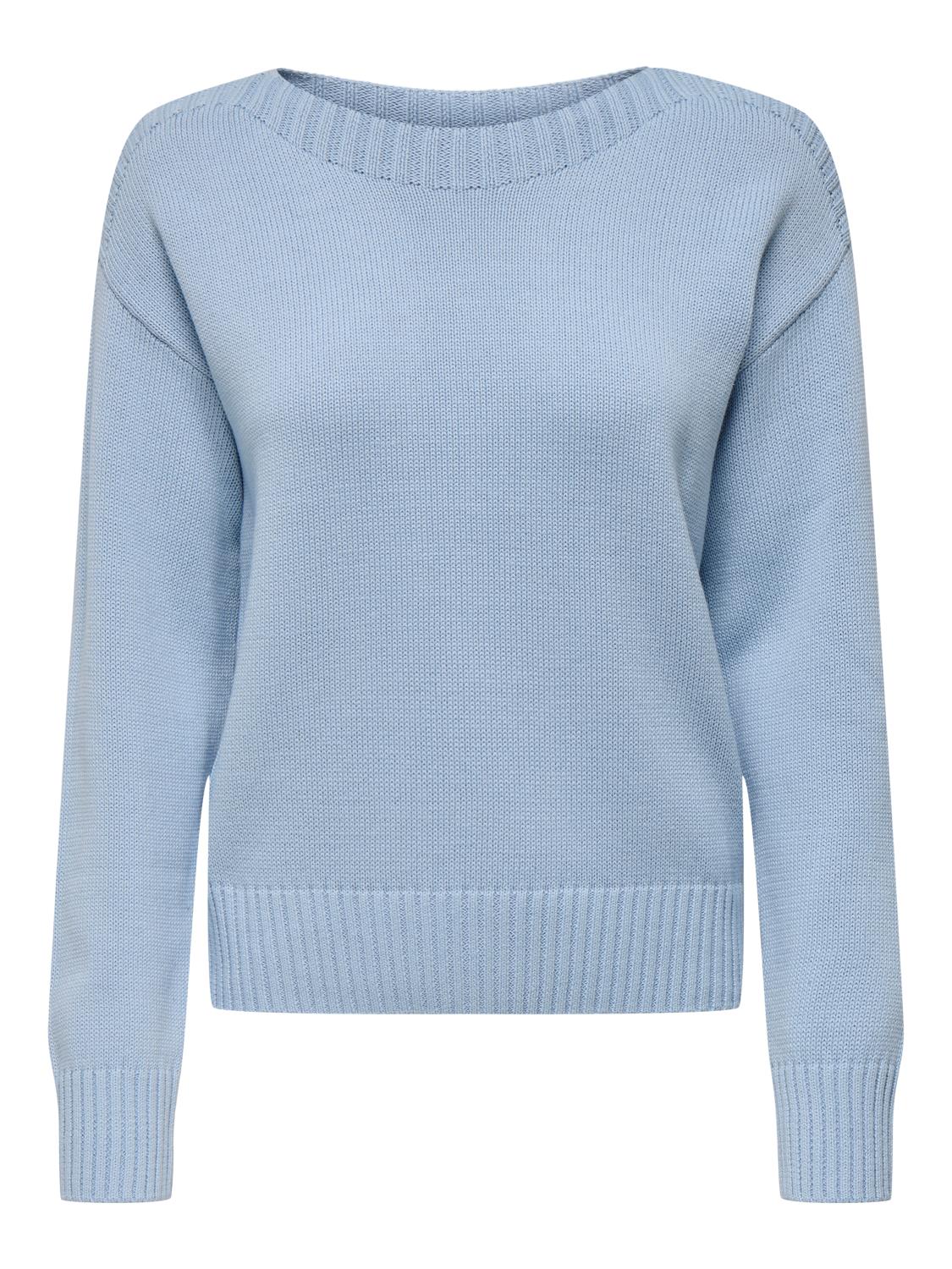 JDY Marie L/S boat neck pullover knit, lyseblå