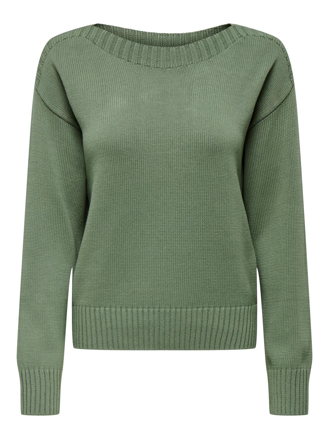 JDY Marie L/S boat neck pullover knit, grønn